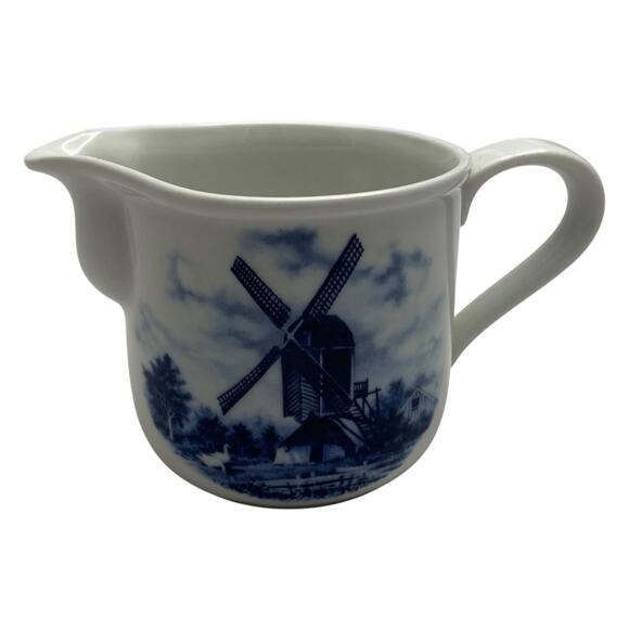 Blue Delft Blauw Windmill Creamer Pitcher White Holland Hand Decorated Small - Picture 2 of 12